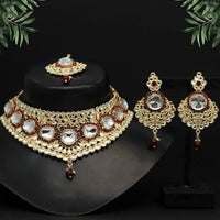 Thumbnail for maroon color choker kundan necklace set (kn1126mrn)