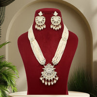 Thumbnail for white color kundan long necklace set (kn1219wht)