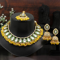Thumbnail for yellow color kundan necklace set (kn1309ylw)