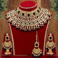 Thumbnail for black color kundan necklace set (kn222blk)