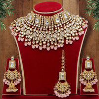 Thumbnail for light pink color kundan necklace set (kn222lpnk)