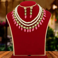 Thumbnail for pink color kundan necklace set (kn870pnk)