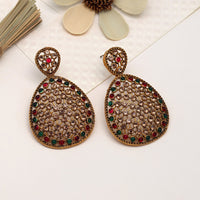 Thumbnail for rani & green color matte gold earrings (mge211rnigrn)