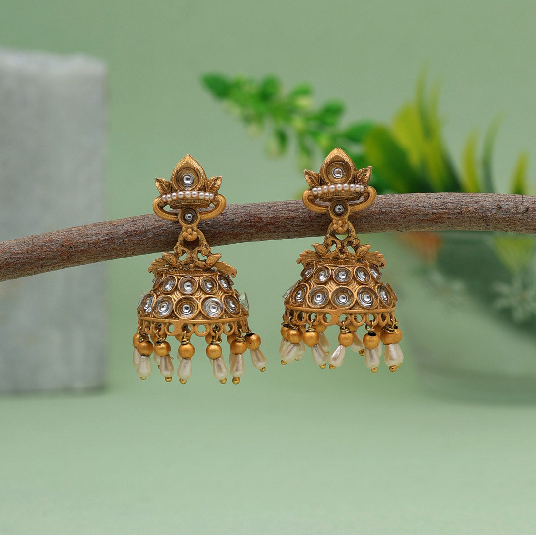 gold color matte gold earrings (mge234gld)