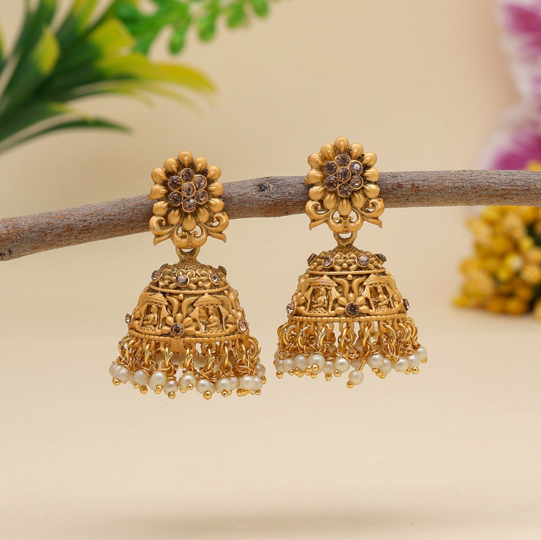 gold color matte gold earrings (mge236gld)