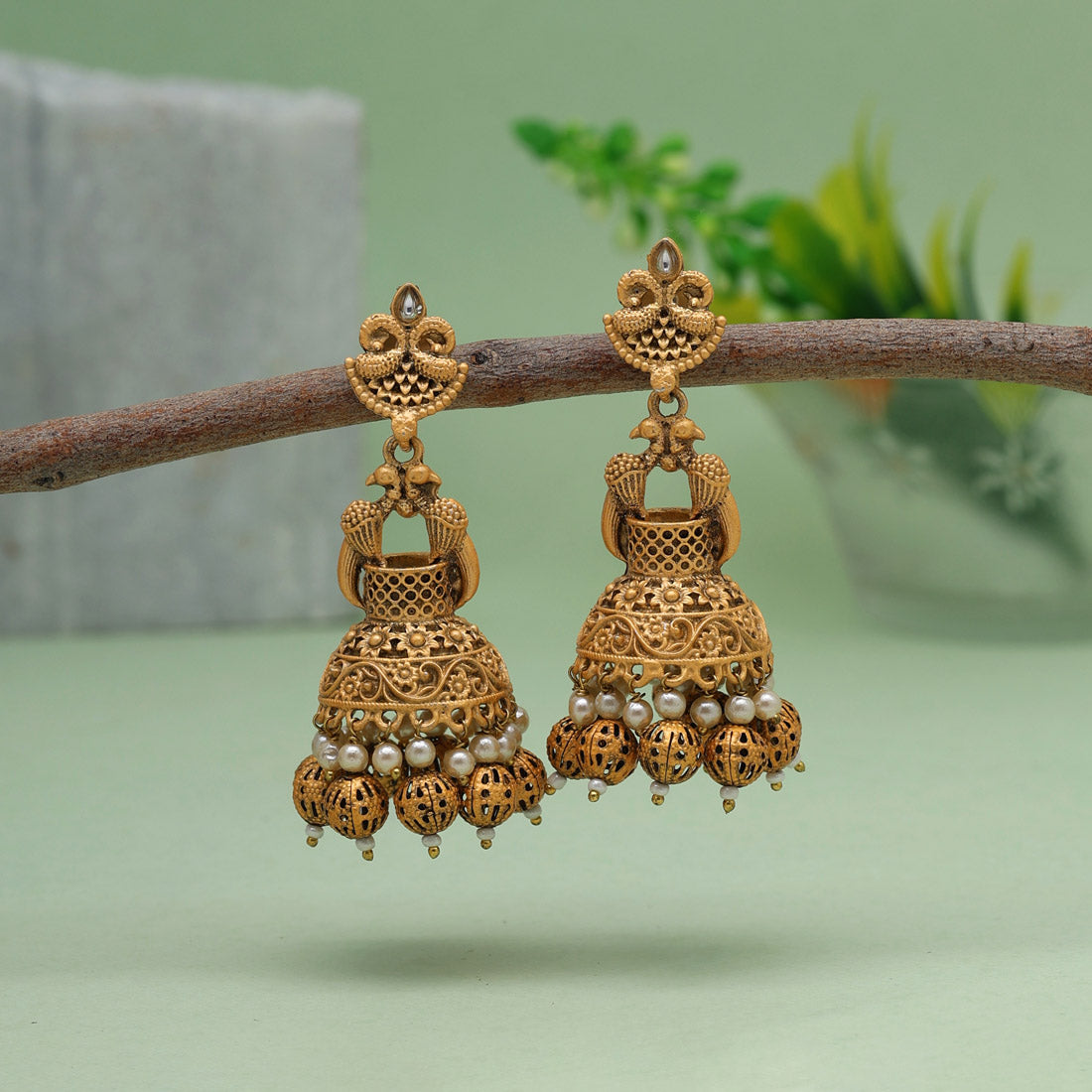 gold color matte gold earrings (mge246gld)