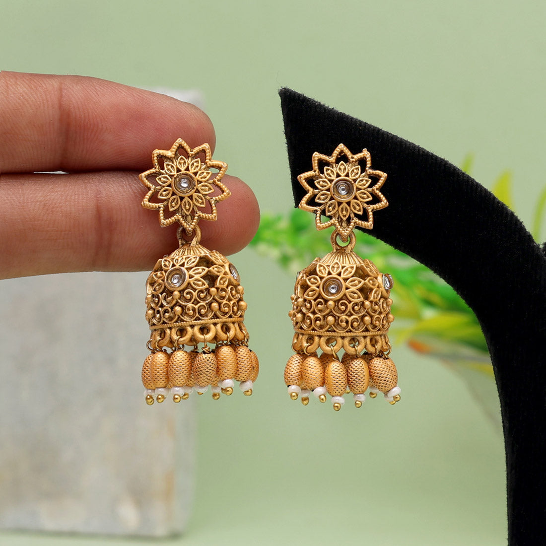 gold color matte gold earrings (mge271gld)