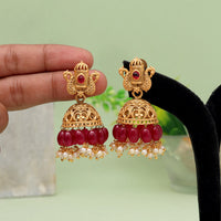 Thumbnail for maroon color matte gold earrings (mge274mrn)