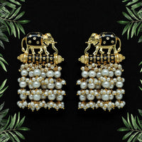 Thumbnail for black color kundan meenakari earrings (mke1128blk)