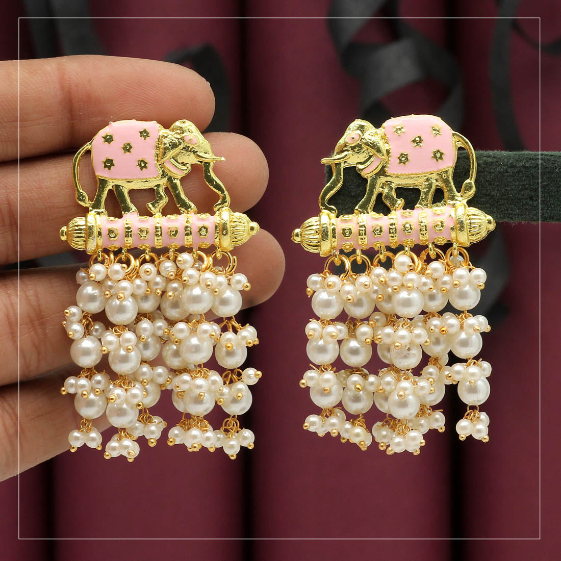 pink color meenakari earrings (mke1128pnk)