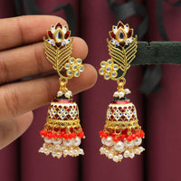 Thumbnail for red color meenakari earrings (mke1692red)