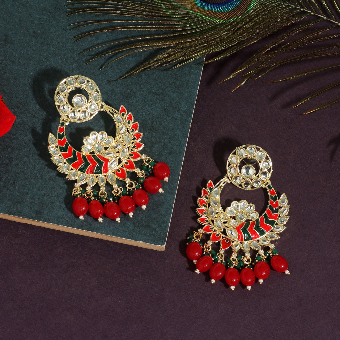 red color meenakari earrings (mke1718red)