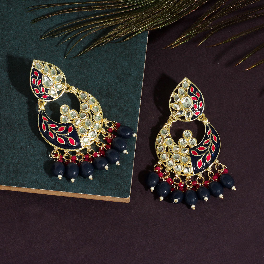 blue color meenakari earrings (mke1719blu)
