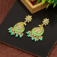 Thumbnail for parrot green color meenakari earrings (mke1760pgrn)