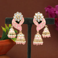 Thumbnail for pink color meenakari earrings (mke1763pnk)