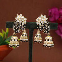 Thumbnail for black color meenakari earrings (mke1766blk)