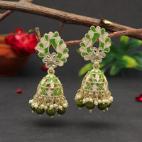 Thumbnail for mehandi green color meenakari earrings (mke1771mgrn)