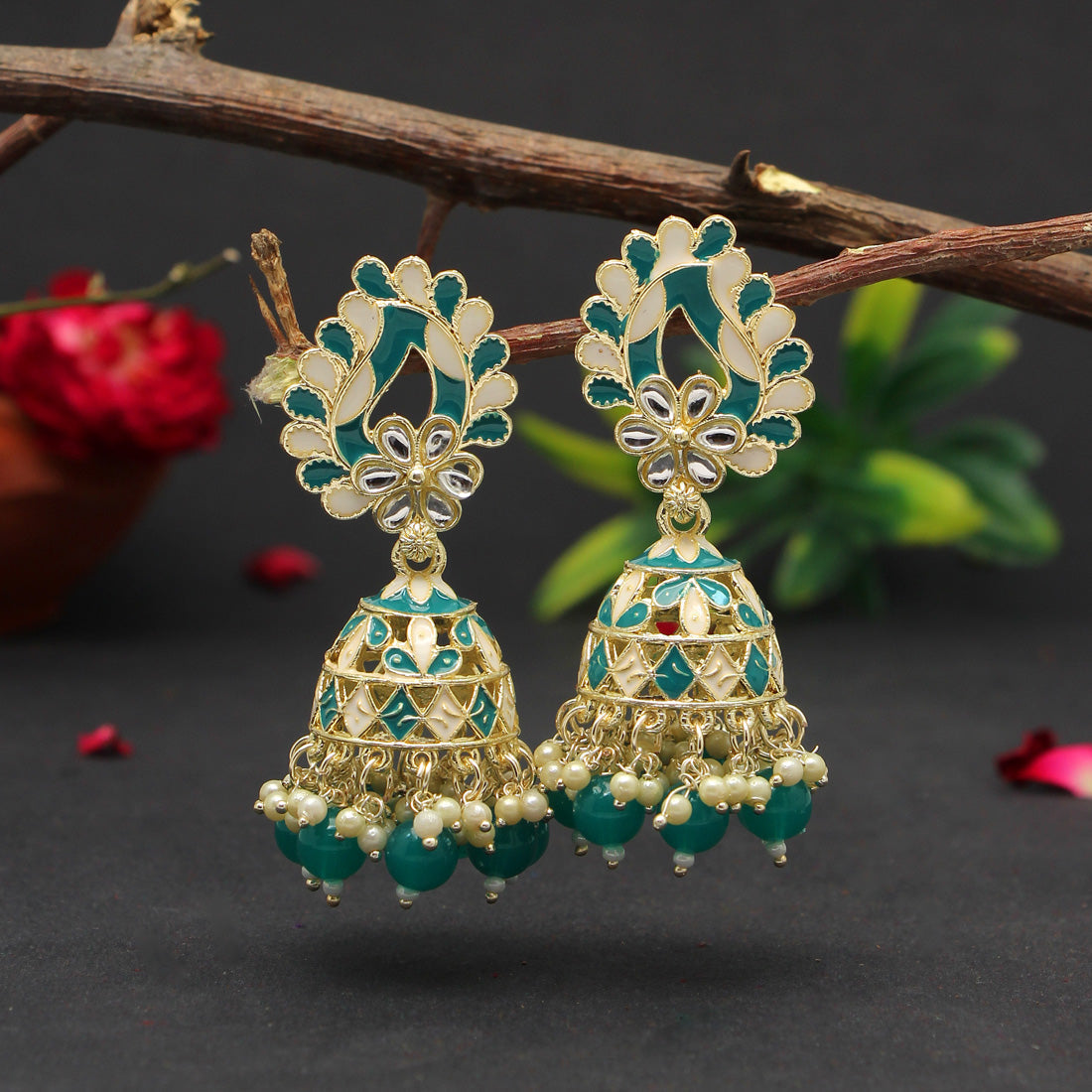 rama green color meenakari earrings (mke1771rgrn)