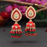 Thumbnail for red color meenakari earrings (mke1773red)