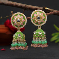 Thumbnail for parrot green color meenakari earrings (mke1774pgrn)