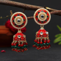 Thumbnail for red color meenakari earrings (mke1774red)
