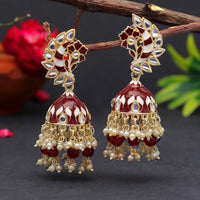 Thumbnail for maroon color meenakari earrings (mke1775mrn)