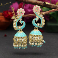 Thumbnail for firozi color meenakari earrings (mke1782frz)
