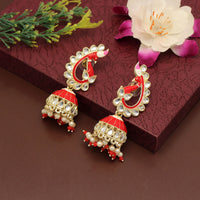 Thumbnail for red color meenakari earrings (mke1786red)