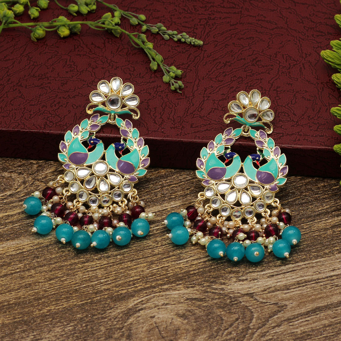 rama green color meenakari earrings (mke1792rgrn)