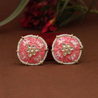 Thumbnail for pink color meenakari stud earrings (mke1818pnk)