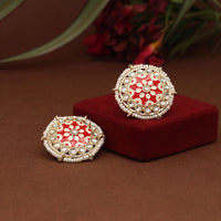 Thumbnail for red color meenakari stud earrings (mke1819red)