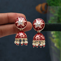 Thumbnail for maroon color meenakari earrings (mke1842mrn)