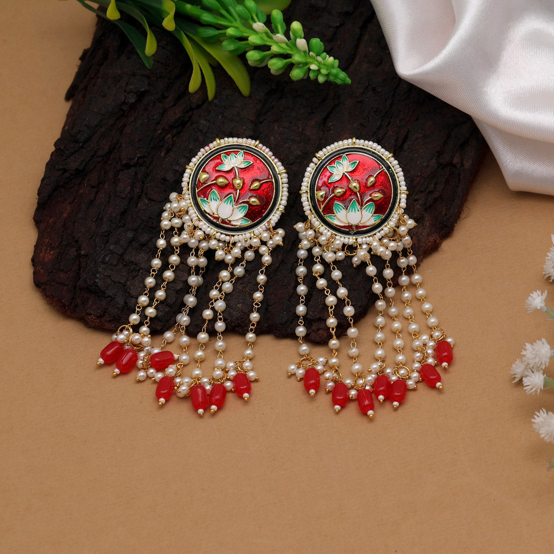 red color meenakari earrings (mke1871red)