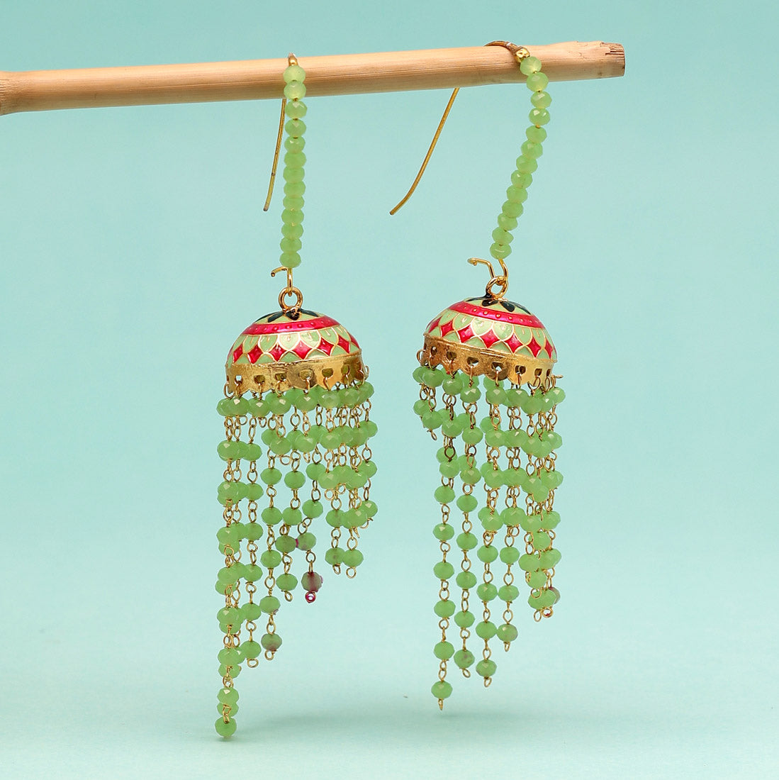 pista green color meenakari earrings (mke1874pgrn)