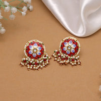 Thumbnail for red color meenakari earrings (mke1875red)