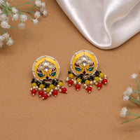 Thumbnail for yellow color meenakari earrings (mke1876ylw)