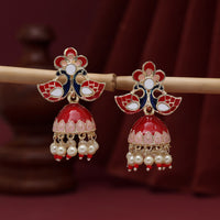 Thumbnail for red color meenakari earrings (mke1891red)
