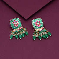 Thumbnail for green color meenakari earrings (mke1899grn)