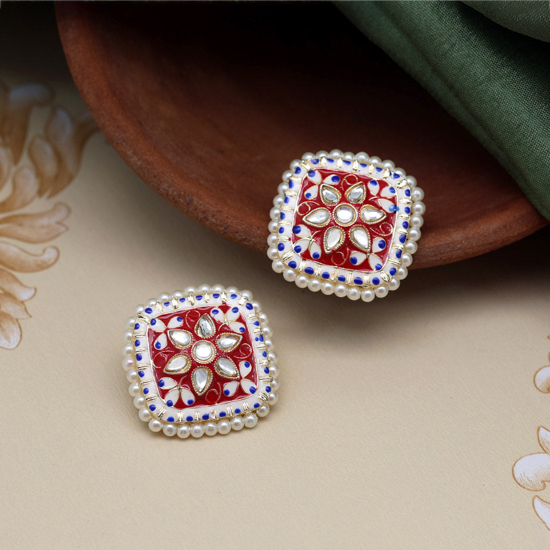 maroon color meenakari earrings (mke1901mrn)