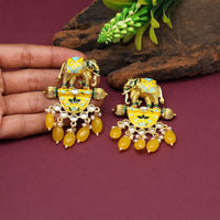 Thumbnail for yellow color meenakari earrings (mke1909ylw)