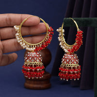 Thumbnail for red color meenakari earrings (mke1910red)