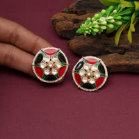 Thumbnail for red & black color meenakari earrings (mke1917redblk)