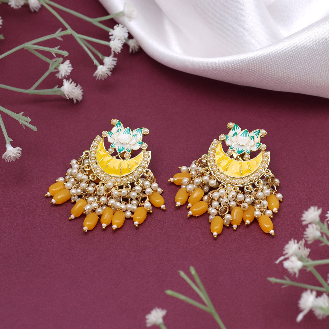 yellow color meenakari earrings (mke1919ylw)