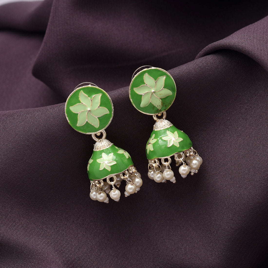 green color meenakari earrings (mke1930grn)