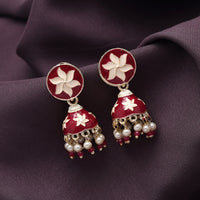 Thumbnail for maroon & white color meenakari earrings (mke1930mrnwht)