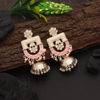Thumbnail for dark peach color meenakari earrings (mke1947dpch)