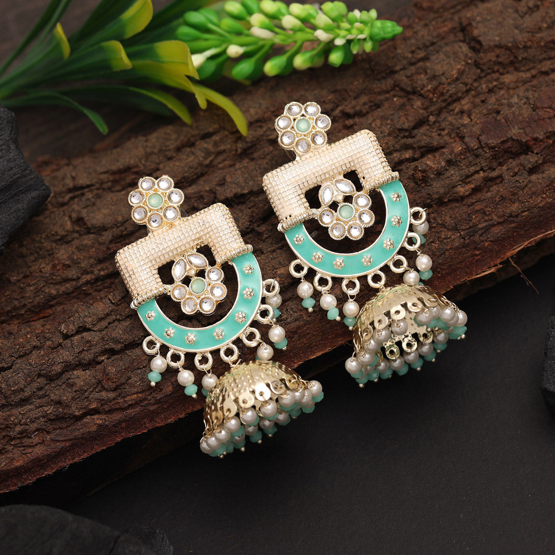 rama green color meenakari earrings (mke1947rgrn)