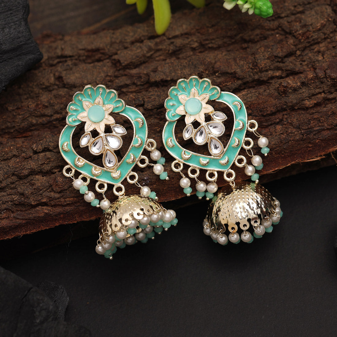 rama green color meenakari earrings (mke1948rgrn)
