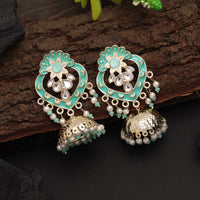 Thumbnail for rama green color meenakari earrings (mke1948rgrn)