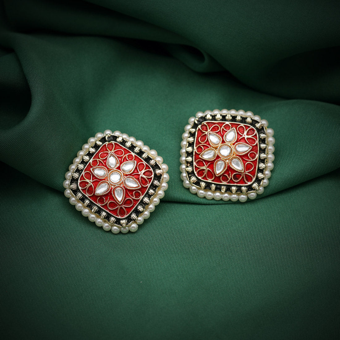 maroon color mint meena earrings (mnte455mrn)